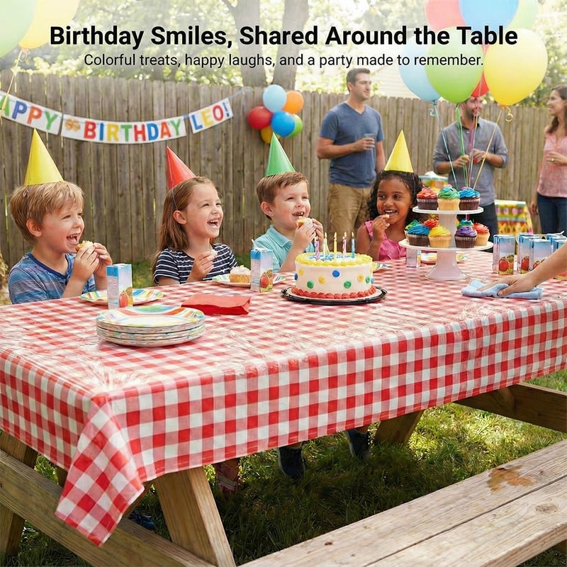 C CRYSTAL LEMON Picnic Tablecloth Pack of 4 - Red and White Checkered for Picnic Table - Vinyl Gingham Perfect for Outdoors and Camping - Waterproof Tablecloth - Image 3